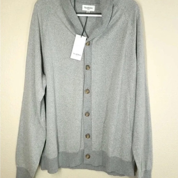 New Men’s Goodfellow Button Up Cardigan Knit Sweater Size M Masonry Gray - Picture 2 of 4
